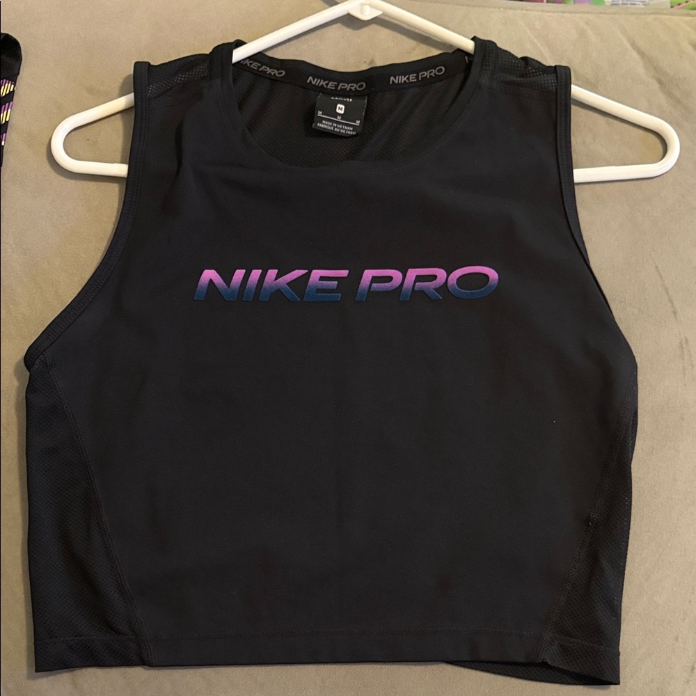 Nike Pro Black Tank with Multicolor Logo